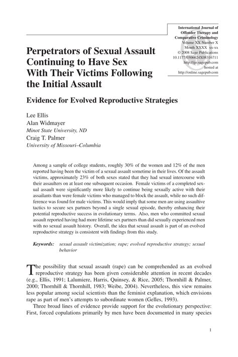 PDF Perpetrators Of Sexual Assault Continuing To Have Sex With Their Victims Following The