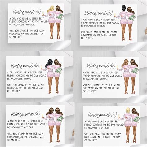 Bridesmaid Proposal Card Bundle Bridesmaid Cards Bundle Brunette