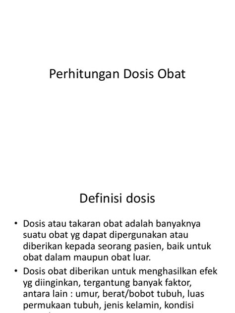 Perhitungan Dosis Obat | PDF