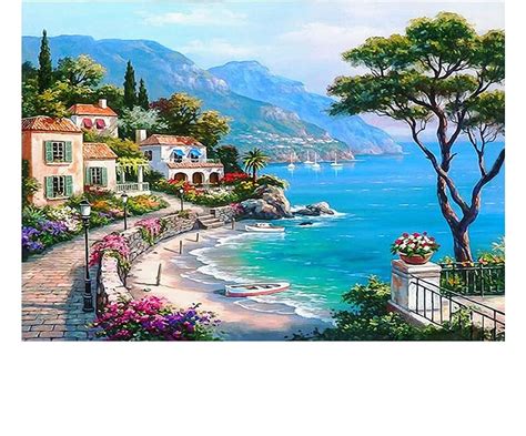 5D Erwachsene Diamant Painting Bilder Set DIY Landschaft Seaside Town