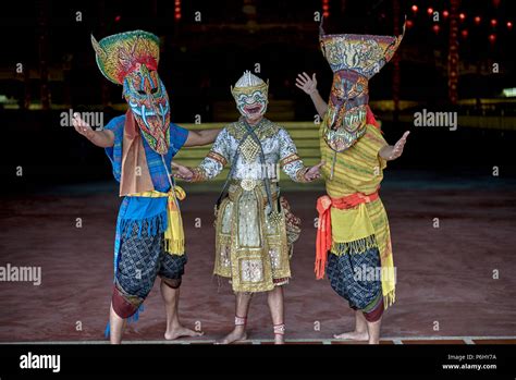 Khon Masked Dancers And Actors Thailand Southeast Asia Stock Photo