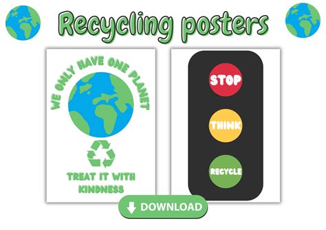 Recycling Poster Recycled Classroom Decor Teacher Poster Nature Save