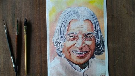 How To Draw Apj Abdul Kalam With Watercolour Youtube