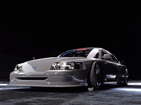 Slammed Ford Crown Vic Coupe Mixes Digital 1990s With Unbound Widebody
