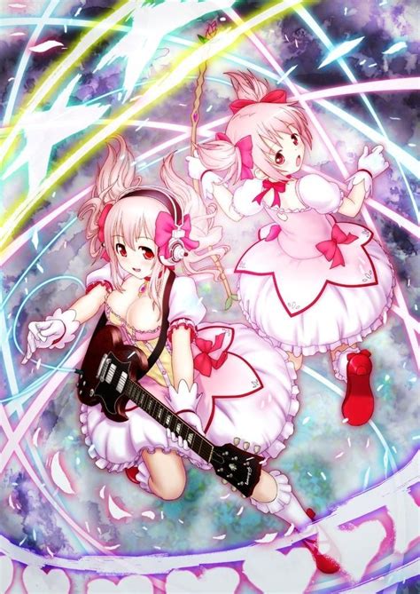 Super Sonico X Madoka Kaname Magical Girl Anime Madoka Magica Anime