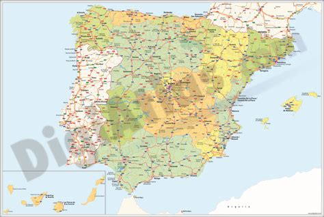 Major Roads Map Of Spain And Portugal