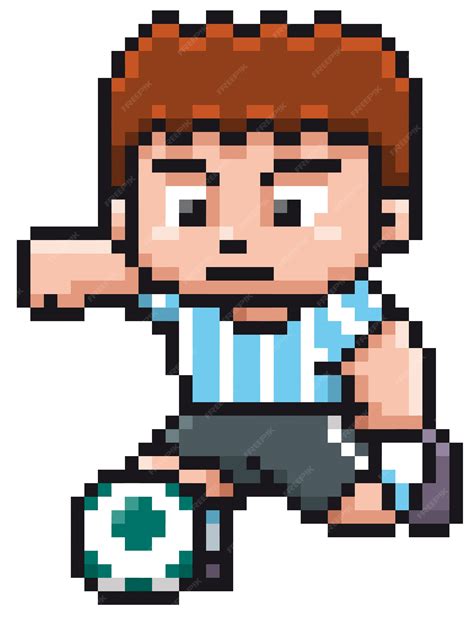 Jugador De Fútbol De Dibujos Animados Diseño De Píxeles Vector Premium