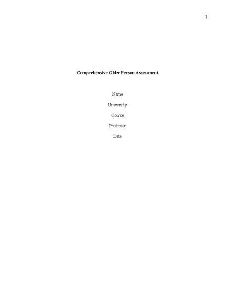 Comprehensive Older Person Assessment - Comprehensive Older Person ...