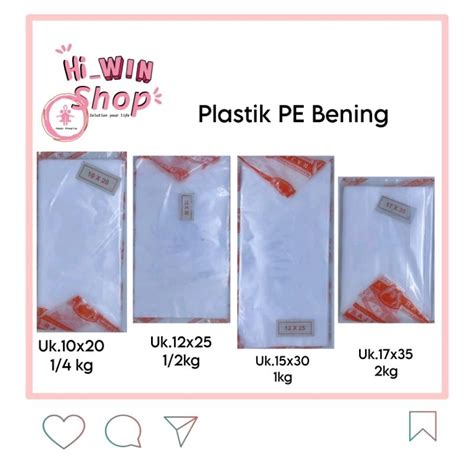 Jual Plastik Pe Bening Seperempat Ukuran X Plastik Setengah Ukuran