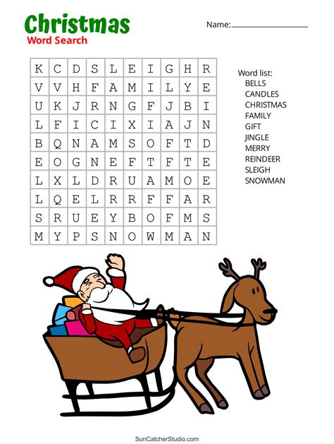 Kids Christmas Word Search | Printable Word Search