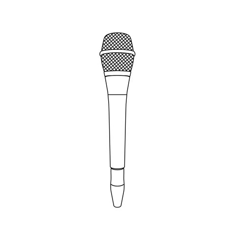 Microphone Outline Icon Illustration on Isolated White Background ...