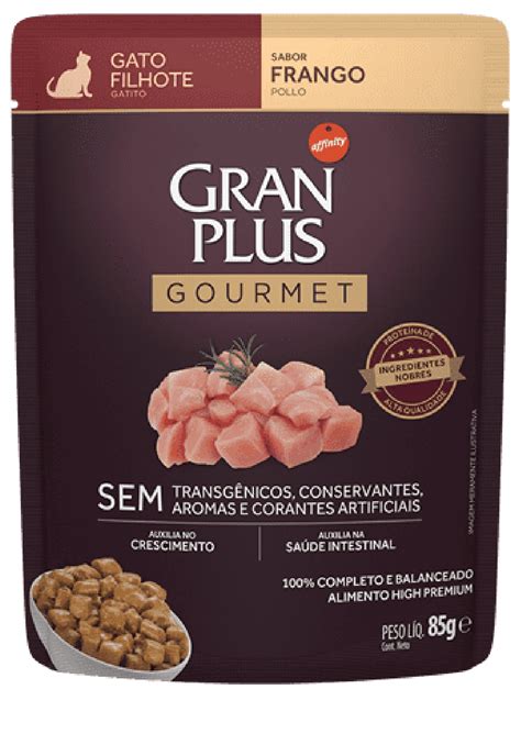 RAÇÃO ÚMIDA GRANPLUS GOURMET SACHÊ PARA GATOS FILHOTES FRANGO 85GR