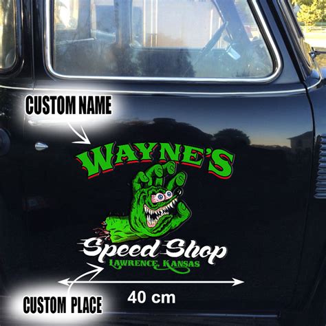 Pcs Personalized Hot Rod Rad Fink Hand Garage Speed Shop Kustom Kultrure Old School Vinyl