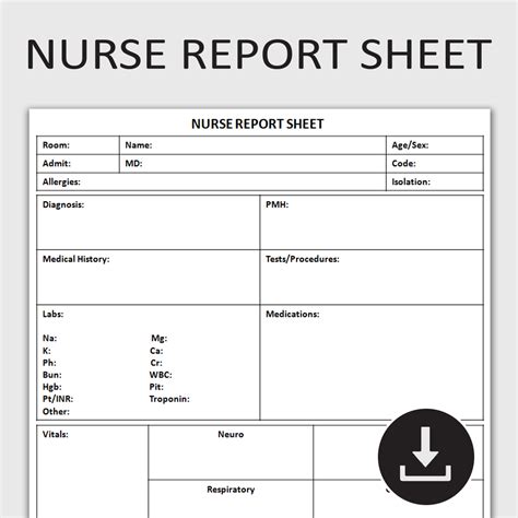 Nurse Sheet Report At Robyn Morgan Blog