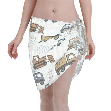 Coaee Tractor And Dumper Women S Short Sarongs Beach Wrap Sheer Bikini