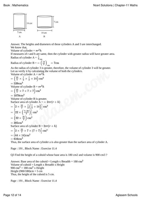 Ncert Solutions For Class Maths Chapter Mensuration Question