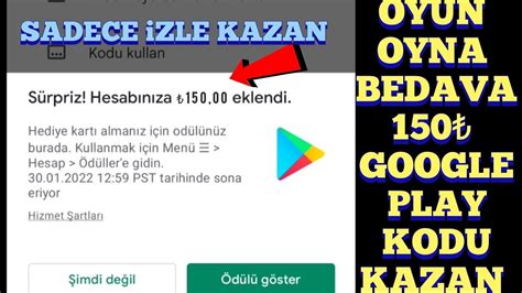 BEDAVA GOOGLE PLAY KODU ALMA 150 Google Play Kodu Veren Oyun YouTube