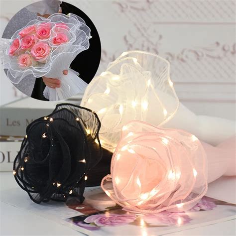 Papier D emballage De Fleurs En Fil Ondulé Avec Lumières Led Pour