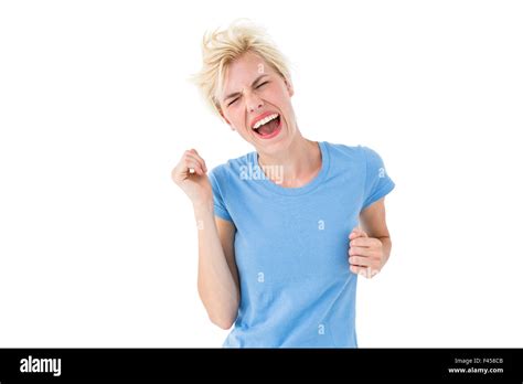 Furious Blonde Woman Shouting Stock Photo Alamy