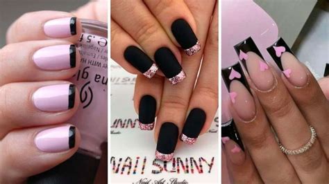 Dise Os De U As Negras Con Rosa Para Lucir Tu Manicura Francesa En