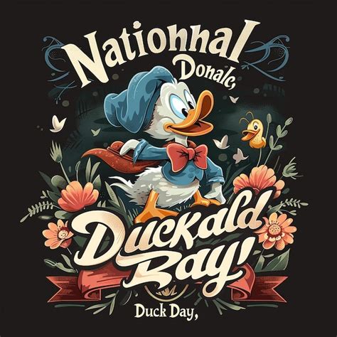 Serif Font Text That Says National Donald Duck Day Typo Premium Ai