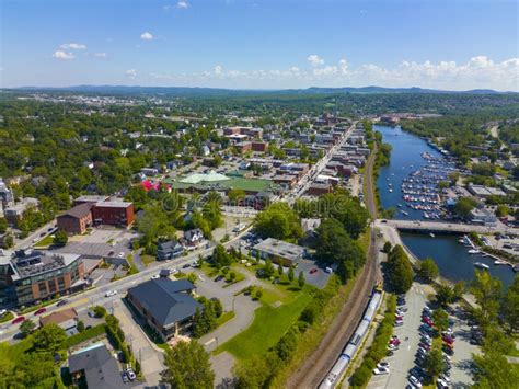 Magog City Aerial View, Quebec QC, Canada Stock Image - Image of county