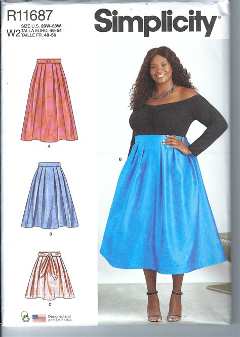 Simplicity Sewing Pattern Skirt Wide Varieties