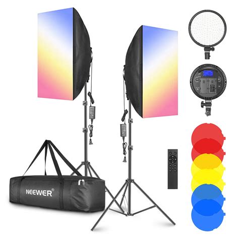 Neewer 2 Pack 2 4GHz LED Softbox Lighting Kit With Color Filter 20