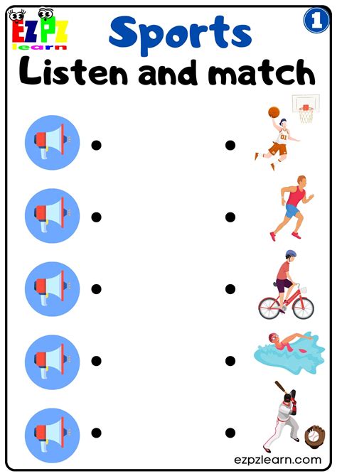 Sports Interactive Worksheet Listen and Match the Correct Images ...