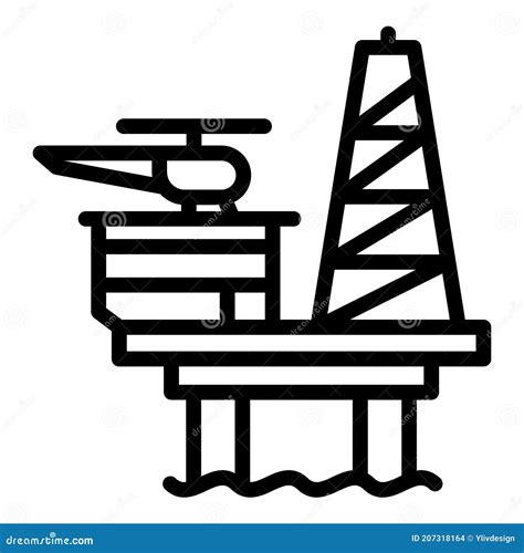 Coal Sea Drilling Rig Icon Outline Style Stock Illustration