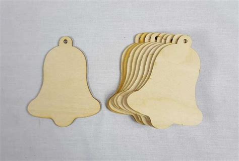 Plain Wooden Bell Shapes - Pack of 10 - Ready to Decorate - 13cm x 10cm