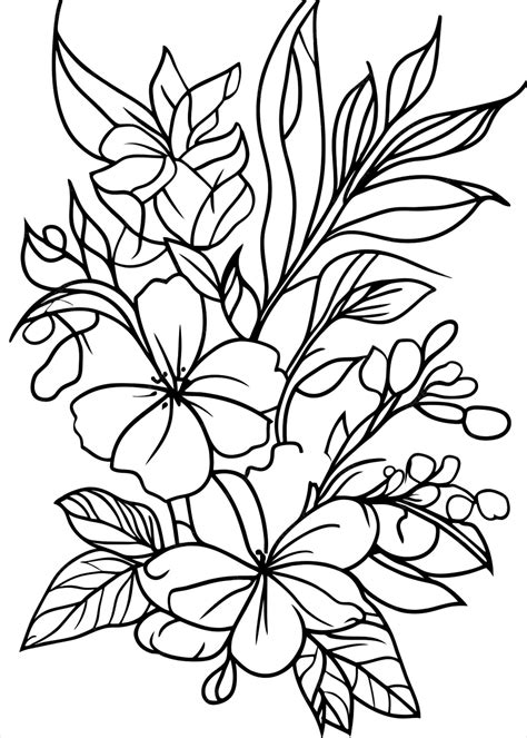 Detail illustration of liverleaf flowers background foliage batik style