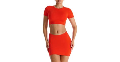 Naked Wardrobe Crewneck Crop Top In Red Lyst