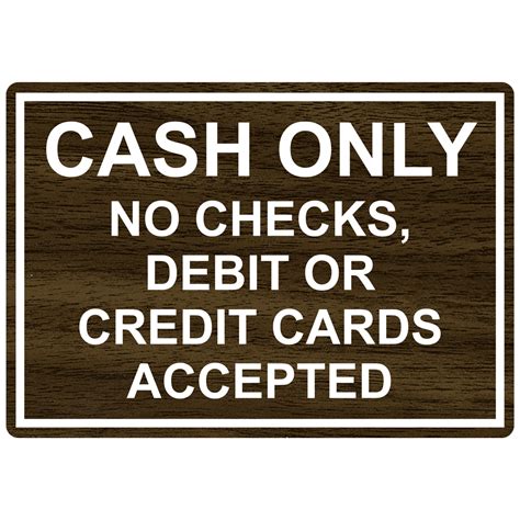 Cash Only No Checks Or Bankcards Engraved Sign EGRE 15803 BLKonPLMRBL