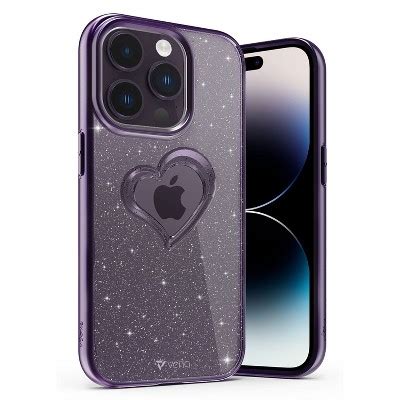 Vena Vlove Glitter Heart Case For Apple Iphone 14 Pro Purple Glitter