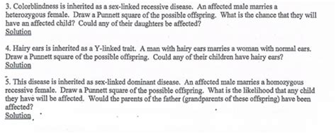 Solved 3 Colorblindness Is Inherited As A Sex Linked Chegg
