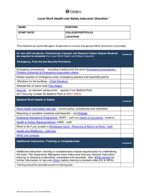 Whs Induction Checklist Fill Out Sign Online Dochub