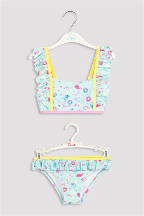 K Z Ocuk Blue Unicorn Halter Bikini Tak M Plu Dqu Iy Mix Ok Renkli Penti