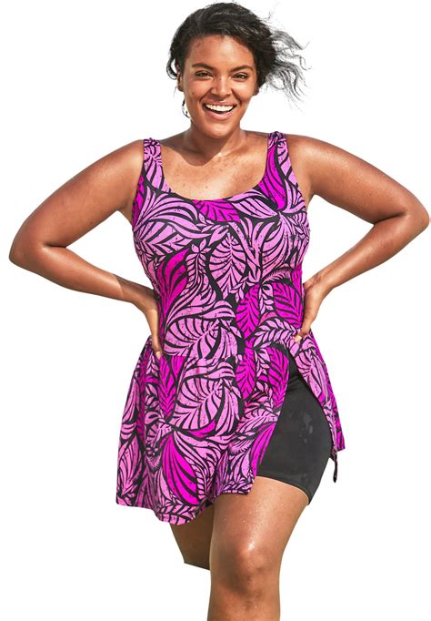 Swimsuitsforall Swimsuits For All Womens Plus Size Side Slit Swim