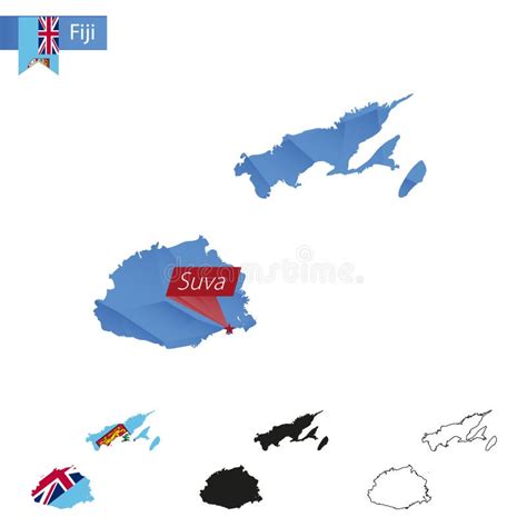 Suva Fiji. Detailed Country Map with Location Pin on Capital City Stock ...
