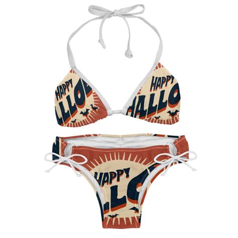 Halloween Font Swimming Suits Women Bikini Sets Detachable Sponge