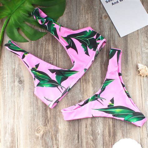 Sexy Boho Floral Printing Swimwear Fashion Women Bohemian Bikini With Leaves Women Beach Swi