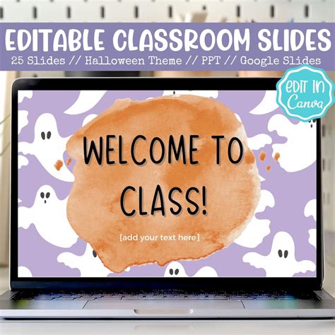 EDITABLE Cute Halloween Slides Template Classroom Slides Teacher ...