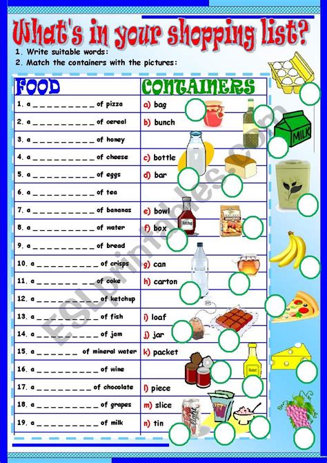 What´s In Your Shopping List Esl Worksheet By Tmk939