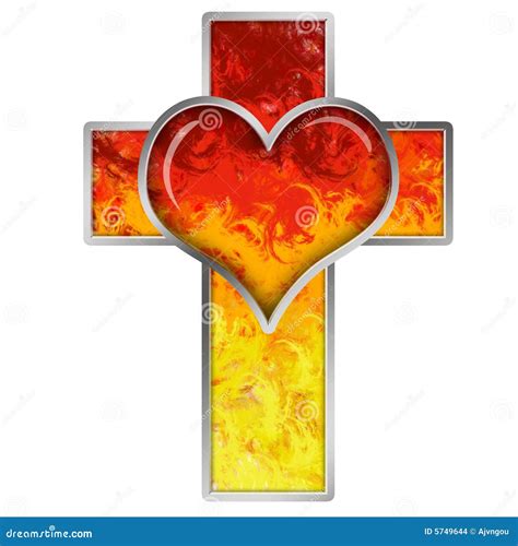 Big Red Heart With Cross Symbol Stock Illustration