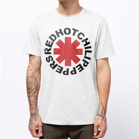 Playera Red Hot Chilli Peppers Logo Blanca Bad Robot