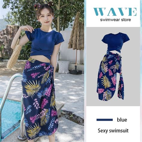 WAVE SWIMMING SUIT Piece Bikini Set With Scarf Swimsuit Korea Style Beachwear Swimming Suit
