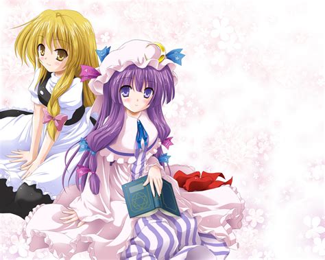 Girls Blonde Hair Book Hat Kirisame Marisa Long Hair Patchouli Knowledge Purple Eyes Purple