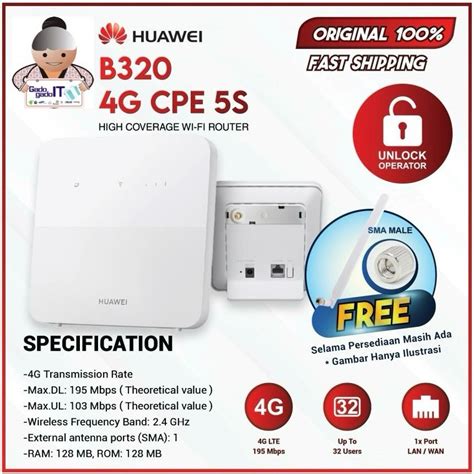 Jual Huawei B320 Modem Wifi Router 4g Cpe 5s Lte 195mbps Wi Fi 300mbps