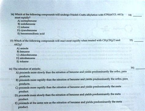 Solved Which Of The Following Compounds Will Undergo Friedel